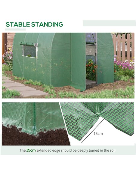 Outsunny Large Walk-In Greenhouse, Plant Gardening Tunnel Hot House with Metal Hinged Door, Galvanised Steel Frame & Mesh Window - pic 38851 | FastDaddyshop