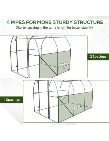 Outsunny Large Walk-In Greenhouse, Plant Gardening Tunnel Hot House with Metal Hinged Door, Galvanised Steel Frame & Mesh Window