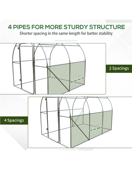 Outsunny Large Walk-In Greenhouse, Plant Gardening Tunnel Hot House with Metal Hinged Door, Galvanised Steel Frame & Mesh Window - pic 38854 | FastDaddyshop