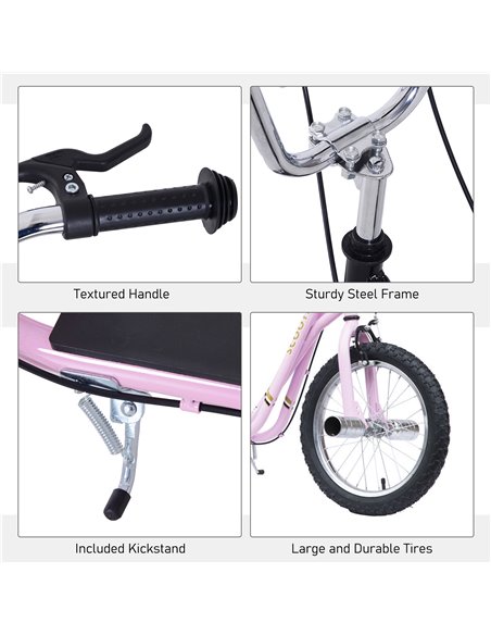 HOMCOM Non-Electric Pneumatic 16" Tyres Scooter-Pink - pic 3886 | FastDaddyshop
