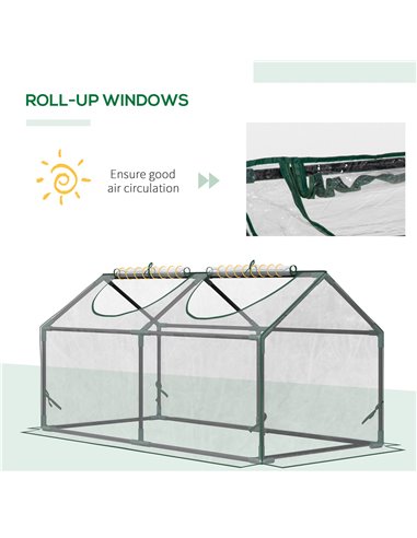 Outsunny Mini Greenhouse Portable Flower Planter Tomato Vegetable House for Garden Backyard with Zipper 120 x 60 x 60 cm, Clear 