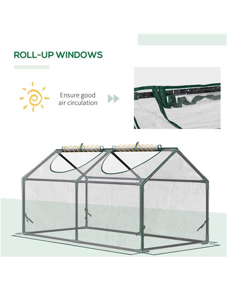 Outsunny Mini Greenhouse Portable Flower Planter Tomato Vegetable House for Garden Backyard with Zipper 120 x 60 x 60 cm, Clear  - pic 38861 | FastDaddyshop