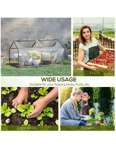 Outsunny Mini Greenhouse Portable Flower Planter Tomato Vegetable House for Garden Backyard with Zipper 120 x 60 x 60 cm, Clear 
