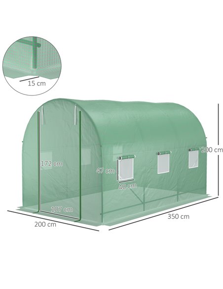 Outsunny 3.5 x 2 x 2 m Polytunnel Greenhouse, Green 845-014 - pic 38867 | FastDaddyshop