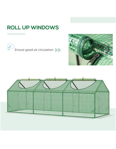 Outsunny Mini Greenhouse, Small Plant Grow House for Outdoor with Durable PE Cover, Observation Windows, 180 x 60 x 60 cm, Green