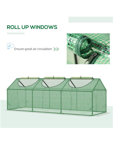 Outsunny Mini Greenhouse, Small Plant Grow House for Outdoor with Durable PE Cover, Observation Windows, 180 x 60 x 60 cm, Green - pic 38878 | FastDaddyshop