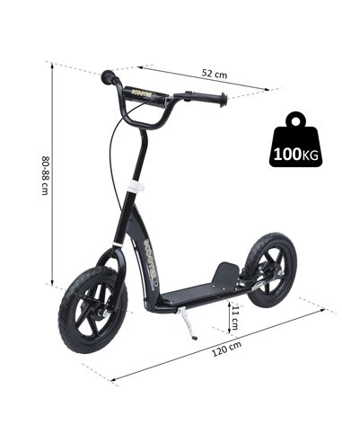 HOMCOM 12" Tyres Scooter-Black