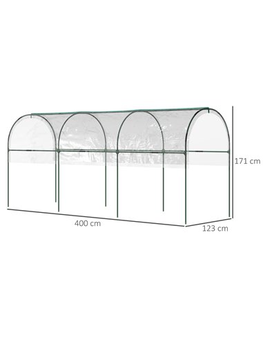 Outsunny Tunnel Tomato Greenhouse with 4 Hoops and Top Tap, Pointed Bottom and Guy Ropes, Clear 845-820V00TP