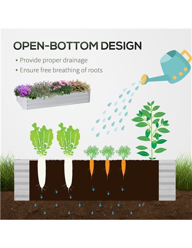 Outsunny Raised Garden Bed w/ Greenhouse, Steel Planter Box w/ Plastic Cover, Roll Up Window, Dual Use for Flowers, Herbs, 185L 