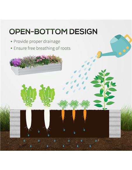 Outsunny Raised Garden Bed w/ Greenhouse, Steel Planter Box w/ Plastic Cover, Roll Up Window, Dual Use for Flowers, Herbs, 185L  - pic 38898 | FastDaddyshop