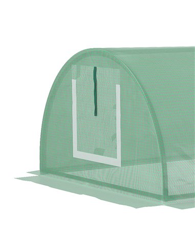 Outsunny PE Mini Greenhouse, 3m Portable Tunnel Green House with 5 Mesh Windows, Green Grow House Steel Frame for Indoor and Out