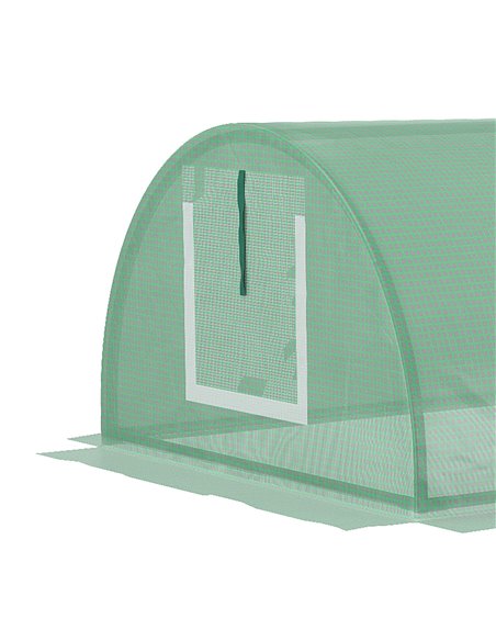 Outsunny PE Mini Greenhouse, 3m Portable Tunnel Green House with 5 Mesh Windows, Green Grow House Steel Frame for Indoor and Out - pic 38909 | FastDaddyshop