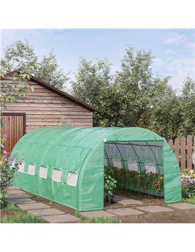Outsunny Polytunnel Greenhouse Walk-in Grow House Tent, Green 845-612GN