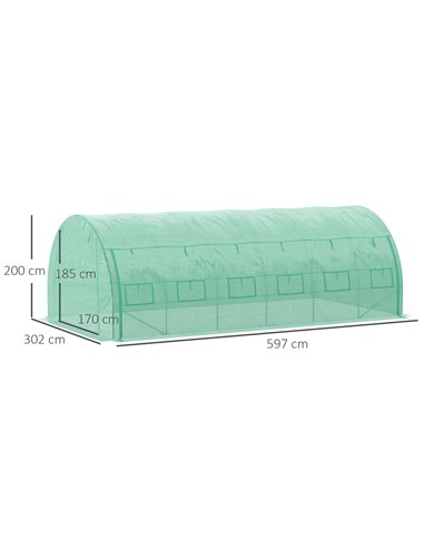 Outsunny Polytunnel Greenhouse Walk-in Grow House Tent, Green 845-612GN