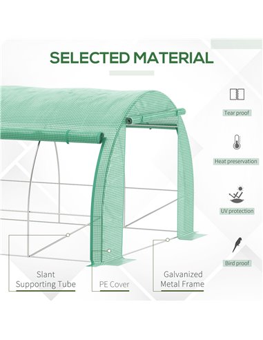 Outsunny Polytunnel Greenhouse Walk-in Grow House Tent, Green 845-612GN