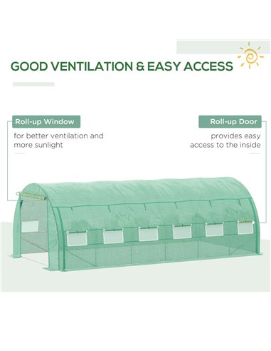 Outsunny Polytunnel Greenhouse Walk-in Grow House Tent, Green 845-612GN