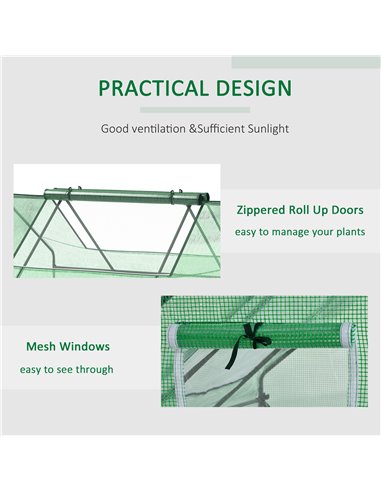 Outsunny Mini Greenhouse, Portable Garden Small Greenhouse with Zipped Windows and Door, 180 x 140 x 80cm, Dark Green 845-153V00