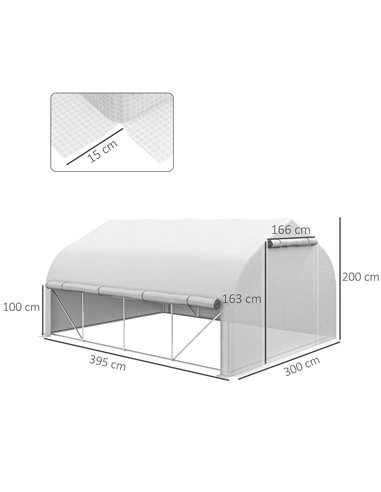 Outsunny 4x3m Walk-in Polytunnel Greenhouse, White 845-924V00WT