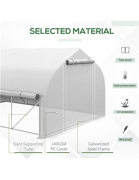 Outsunny 4x3m Walk-in Polytunnel Greenhouse, White 845-924V00WT - pic 38941 | FastDaddyshop