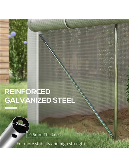 Outsunny 4x3m Walk-in Polytunnel Greenhouse, Zipped Roll Up Sidewalls, Tunnel Warm House Tent w/ PE Cover, Complimentary Plant L - pic 38942 | FastDaddyshop
