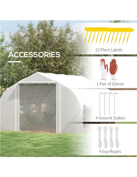 Outsunny 4x3m Walk-in Polytunnel Greenhouse, Zipped Roll Up Sidewalls, Tunnel Warm House Tent w/ PE Cover, Complimentary Plant L - pic 38943 | FastDaddyshop