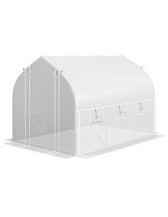 Outsunny 3 x 2m Walk-in Polytunnel Greenhouse, White 845-926V00WT