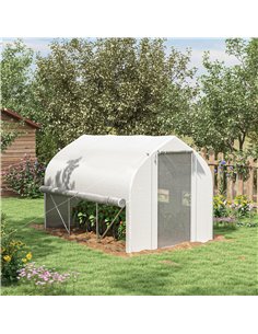 Outsunny 3 x 2m Walk-in Polytunnel Greenhouse, White 845-926V00WT 2