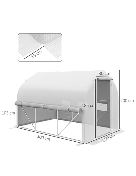 Outsunny 3 x 2m Walk-in Polytunnel Greenhouse, White 845-926V00WT - pic 38948 | FastDaddyshop