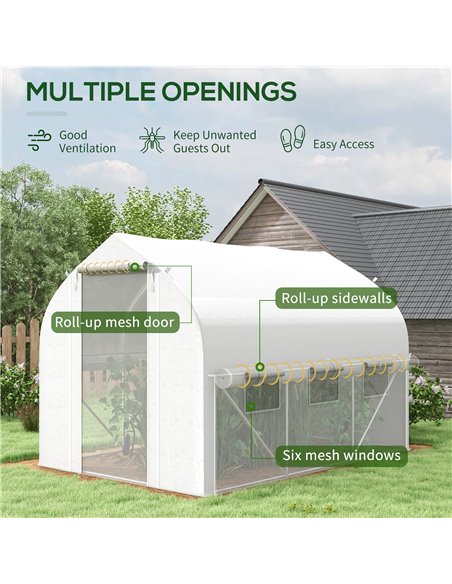 Outsunny 3 x 2m Walk-in Polytunnel Greenhouse, White 845-926V00WT - pic 38949 | FastDaddyshop