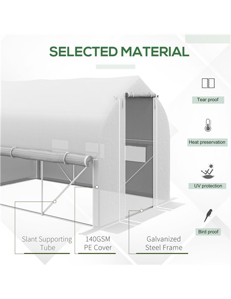 Outsunny 3 x 2m Walk-in Polytunnel Greenhouse, White 845-926V00WT - pic 38950 | FastDaddyshop