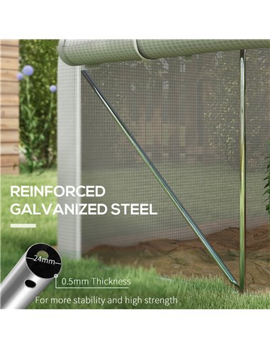 Outsunny 3 x 2m Walk-in Polytunnel Greenhouse, Zipped Roll Up Sidewalls, Mesh Door, Mesh Windows, Tunnel Warm House Tent w/ PE C