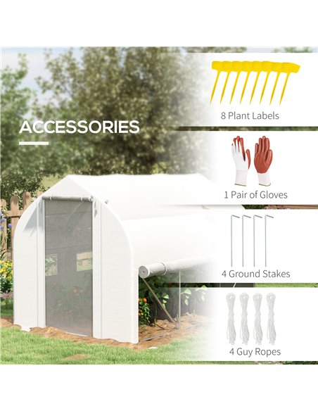 Outsunny 3 x 2m Walk-in Polytunnel Greenhouse, Zipped Roll Up Sidewalls, Mesh Door, Mesh Windows, Tunnel Warm House Tent w/ PE C - pic 38952 | FastDaddyshop