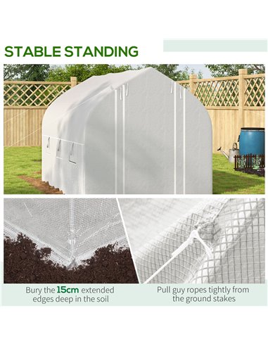 Outsunny 3 x 2m Walk-in Polytunnel Greenhouse, Zipped Roll Up Sidewalls, Mesh Door, Mesh Windows, Tunnel Warm House Tent w/ PE C