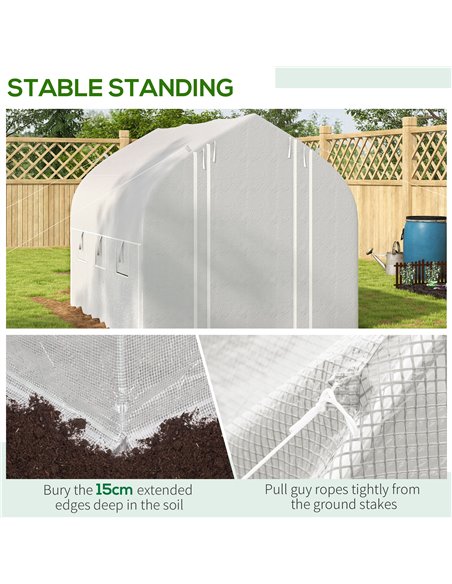 Outsunny 3 x 2m Walk-in Polytunnel Greenhouse, Zipped Roll Up Sidewalls, Mesh Door, Mesh Windows, Tunnel Warm House Tent w/ PE C - pic 38953 | FastDaddyshop