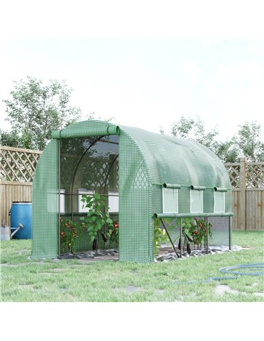 Outsunny Walk In Greenhouse, Garden Polytunnel, Green 845-611GN