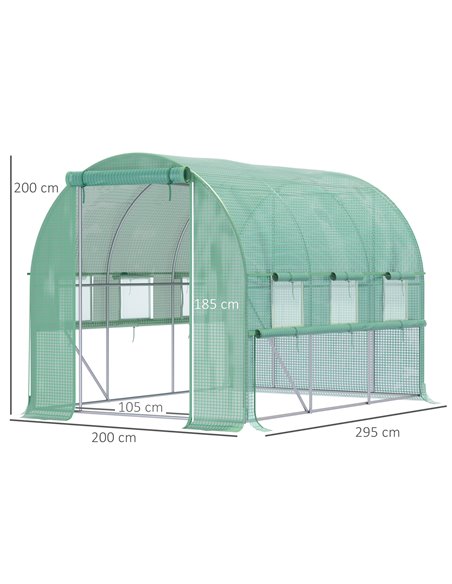 Outsunny Walk In Greenhouse, Garden Polytunnel, Green 845-611GN - pic 38957 | FastDaddyshop