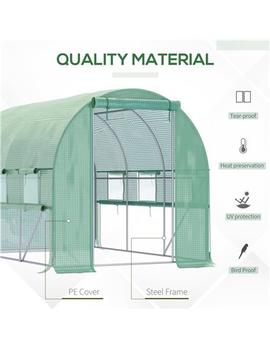 Outsunny Walk In Greenhouse, Garden Polytunnel, Green 845-611GN