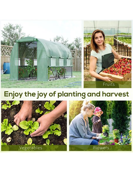 Outsunny Walk In Greenhouse, Garden Polytunnel with PE Cover, Zipped Roll Up Door and 6 Mesh Windows, 3x2x2m, Green 845-611GN - pic 38961 | FastDaddyshop