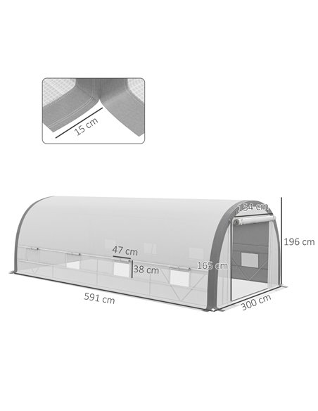 Outsunny 6 x 3(m) Polytunnel Greenhouse with Upgraded Structure, Mesh Door and Windows, 15 Plant Labels, White 845-921V00WT - pic 38966 | FastDaddyshop