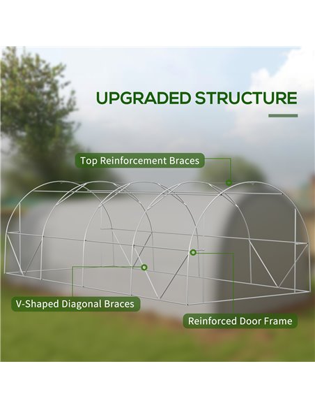 Outsunny 6 x 3(m) Polytunnel Greenhouse with Upgraded Structure, Mesh Door and Windows, 15 Plant Labels, White 845-921V00WT - pic 38967 | FastDaddyshop