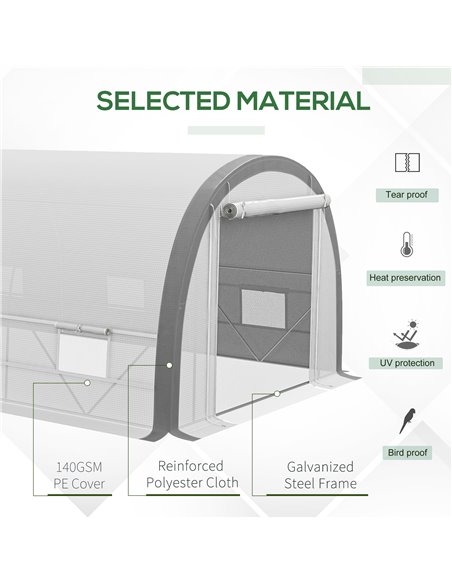 Outsunny 6 x 3(m) Polytunnel Greenhouse with Upgraded Structure, Mesh Door and Windows, 15 Plant Labels, White 845-921V00WT - pic 38969 | FastDaddyshop