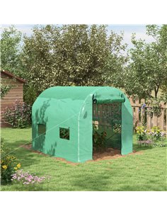 Outsunny 2.5 x 2m Walk-In Polytunnel Greenhouse, Green 845-014V01GN 2