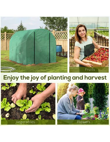Outsunny 2.5 x 2m Walk-In Polytunnel Greenhouse, with Steel Frame, PE Cover, Roll-Up Door and 4 Windows, Green 845-014V01GN