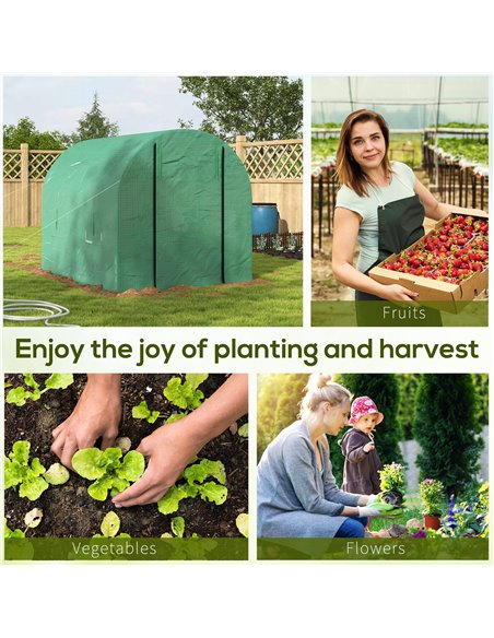 Outsunny 2.5 x 2m Walk-In Polytunnel Greenhouse, with Steel Frame, PE Cover, Roll-Up Door and 4 Windows, Green 845-014V01GN - pic 38979 | FastDaddyshop