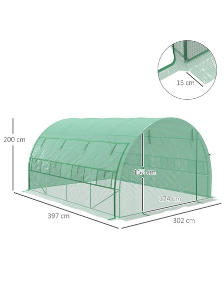 Outsunny Polytunnel Greenhouse Walk-in Grow House Tent, Green 845-612V01GN - pic 38984 | FastDaddyshop
