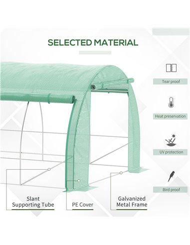 Outsunny Polytunnel Greenhouse Walk-in Grow House Tent, Green 845-612V01GN