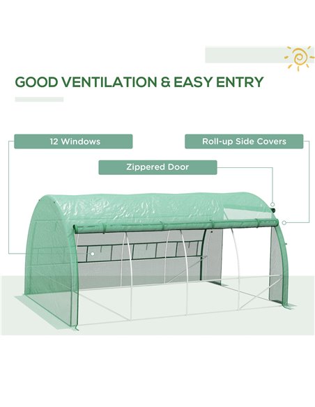 Outsunny Polytunnel Greenhouse Walk-in Grow House Tent, Green 845-612V01GN - pic 38986 | FastDaddyshop