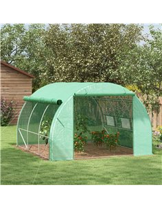 Outsunny Polytunnel Greenhouse Walk-in Grow House Tent, Green 845-612V02GN 2
