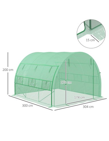 Outsunny Polytunnel Greenhouse Walk-in Grow House Tent, Green 845-612V02GN