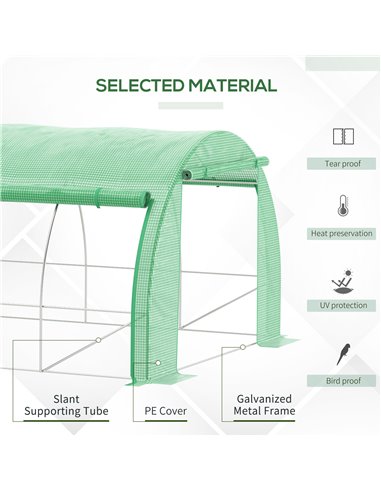 Outsunny Polytunnel Greenhouse Walk-in Grow House Tent, Green 845-612V02GN